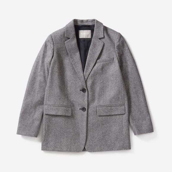 NWT Everlane The Oversized Blazer in Grey Herringbone Size 12 - Picture 5 of 8